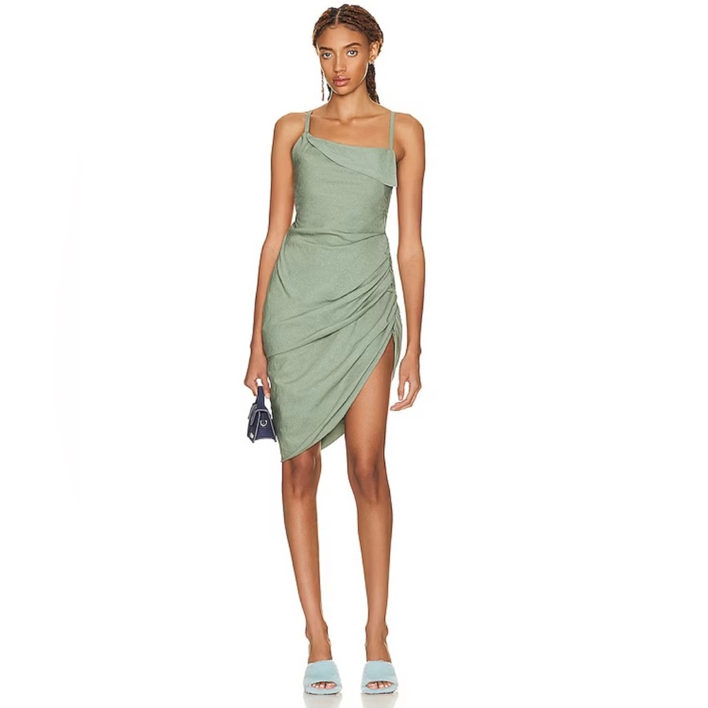 Jacquemus Saudade Ruched Asymmetric Mini Dress